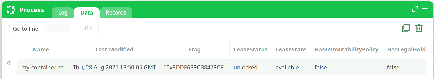 Data Output — Container List
