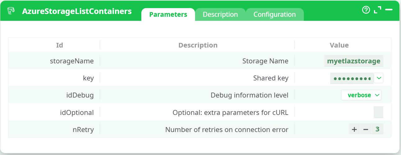 Parameters — AzureStorageListContainers
