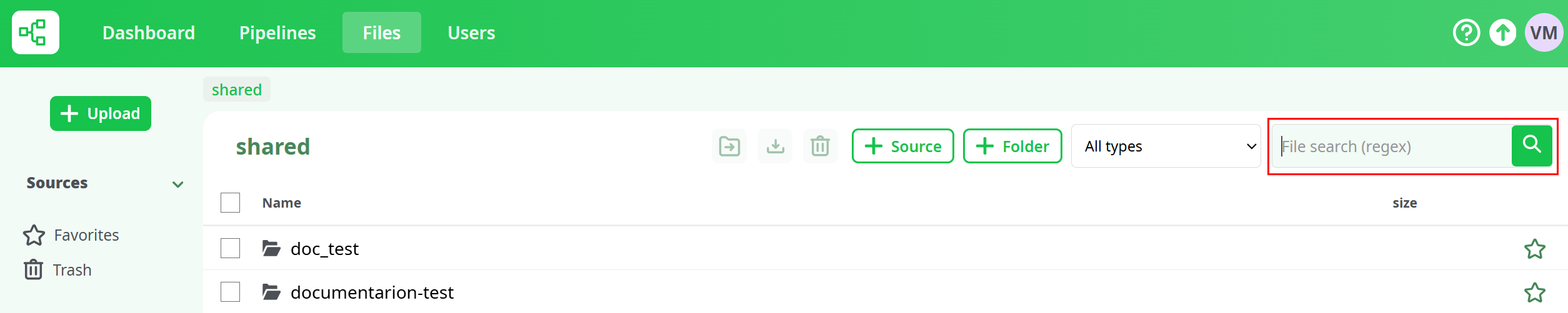 Main view - Users tab - Search user