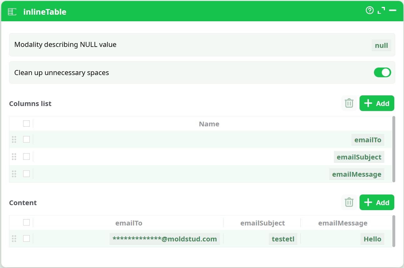 InlineTable input (1 row)