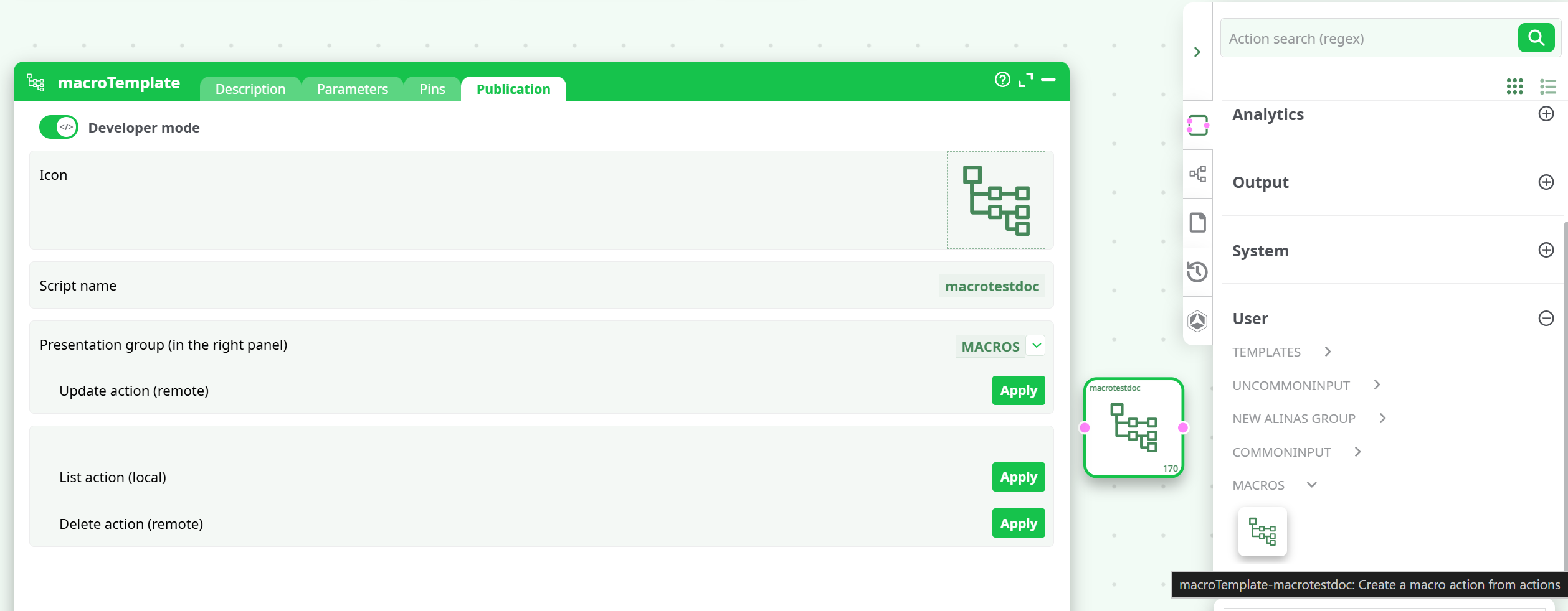 Right panel — User → MACROS