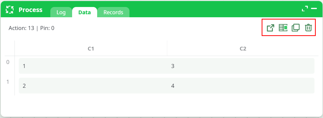 Process – Data tab