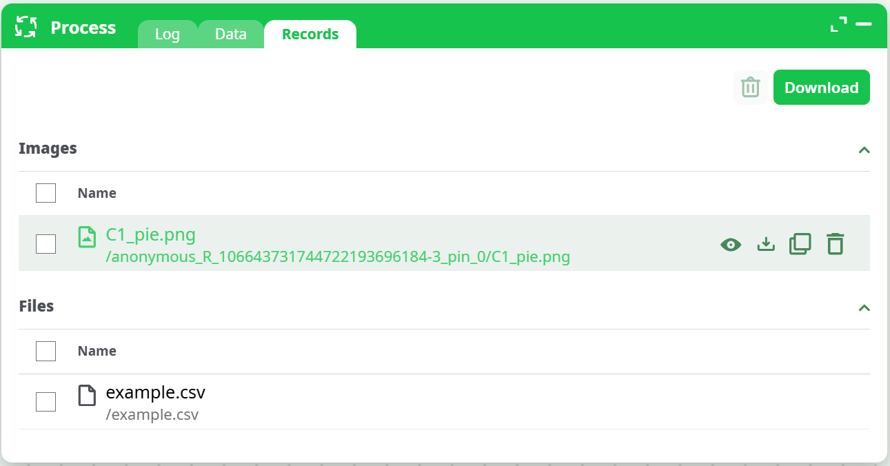 Process – Records tab