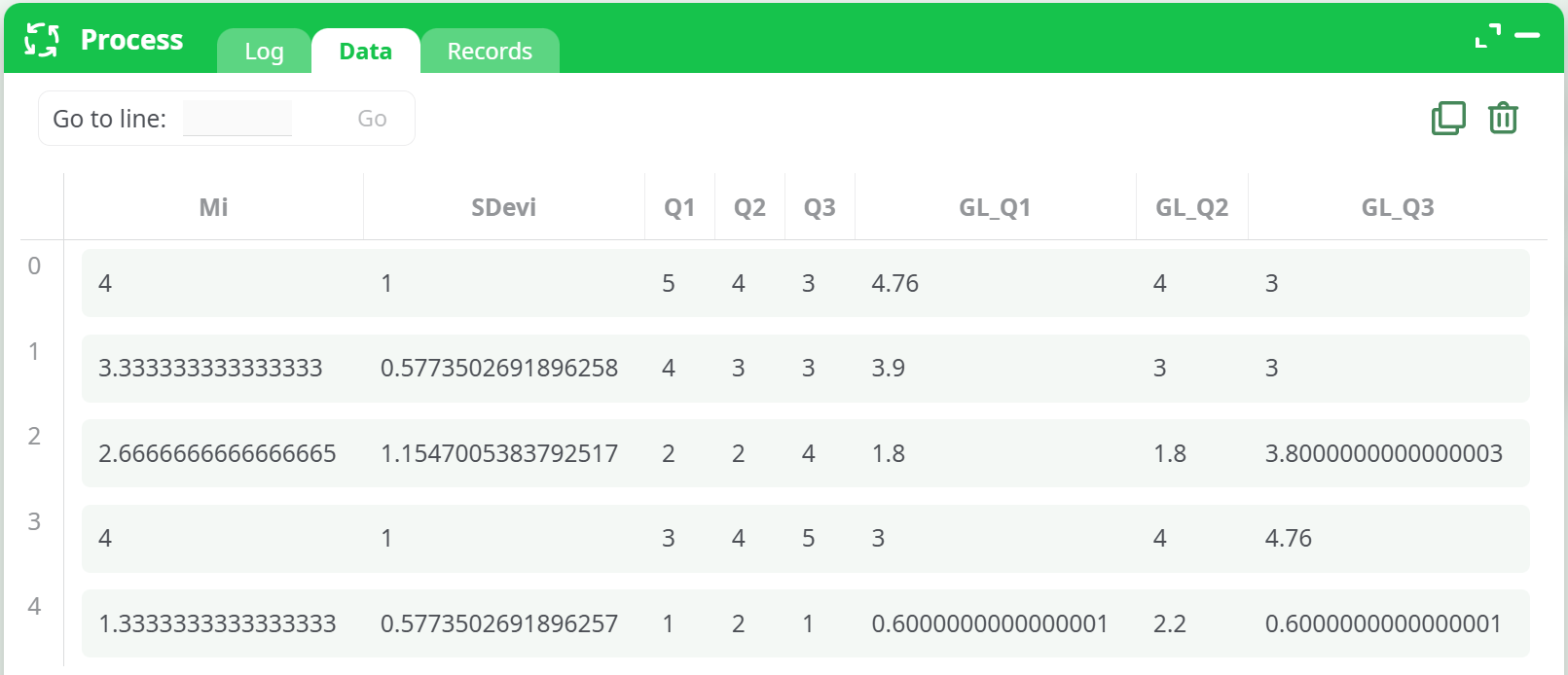 Output data with GL_* columns