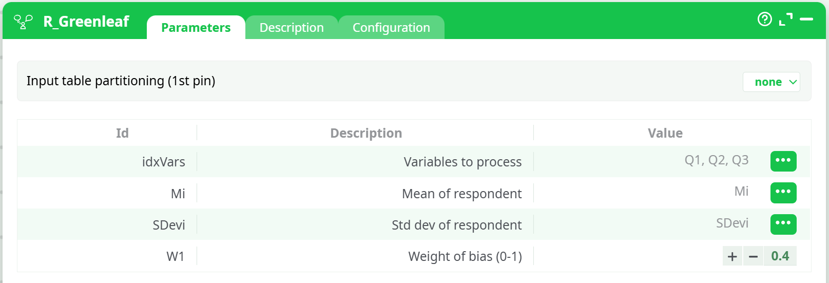 Parameters panel mapping