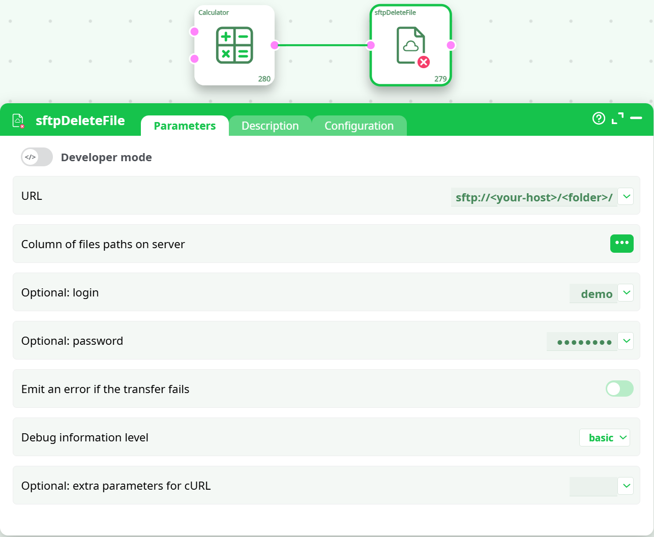 Parameters – Delete file
