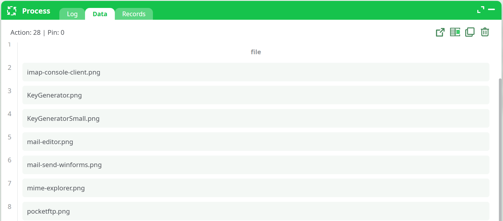 Data – Listed files