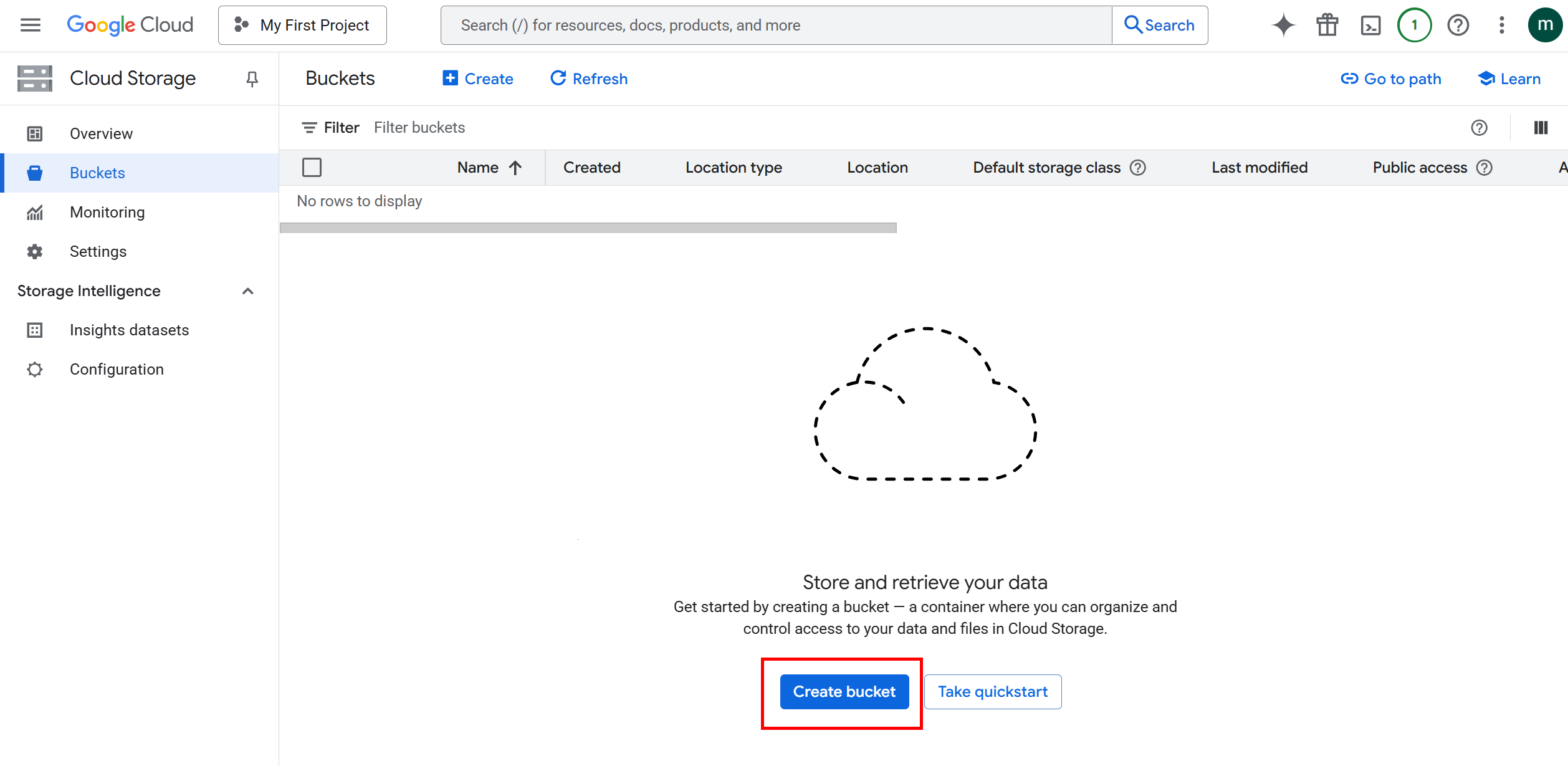 Enable Cloud Storage Bucket
